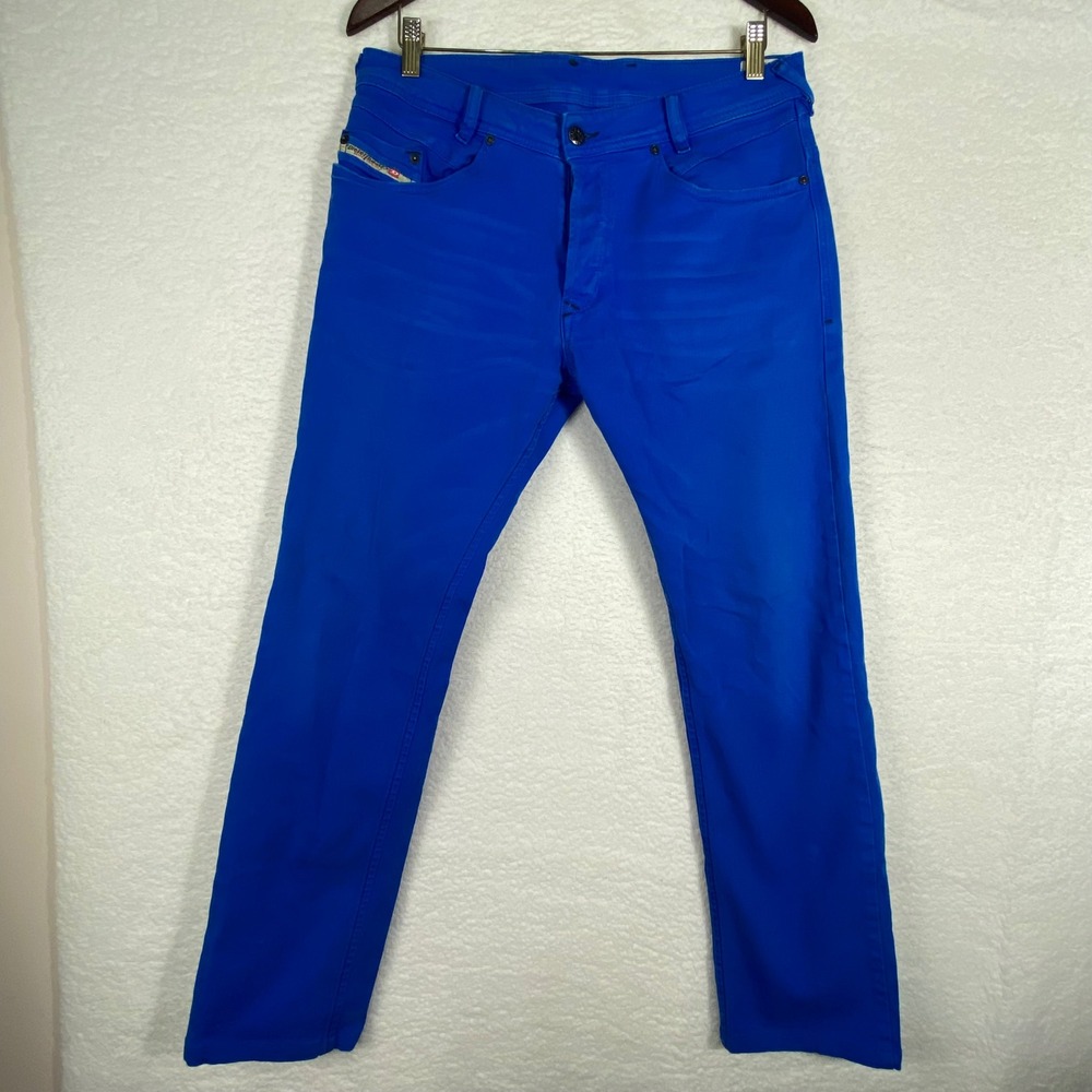 Diesel Iakop Regular Slim Tapered Jeans Mens 31 Cobalt Blue Stretch Wash 0111D